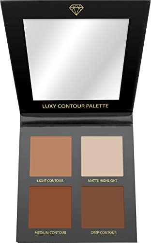 Paleta Contorno Maquillaje Polvos Compactos Maquillaje - Paleta Contouring Polvo Kit Con Espejo - 4 Altamente Pigmentados Colores Mate - Vegano, No Probado En Animales, Hipoalergénico