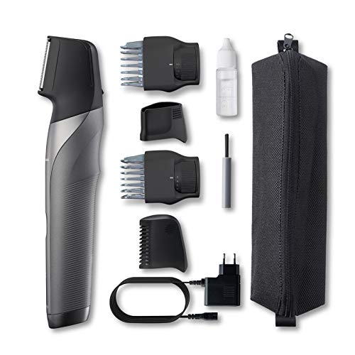 Panasonic ER-GY60-H503 - Recortadora de Barba y Precisión 3 en 1 (Recargable, Forma de Navaja, i-Shaper, 4 accesorios, Acero Inoxidable, Peine para Zonas Delicadas y para Perfilar la Barba) Plateado