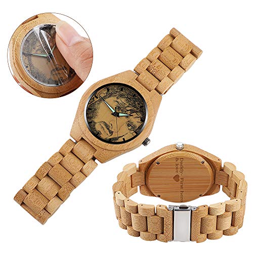 panicy Reloj Personalizado Foto y Grabado Caracteres Analógico de Cuarzo de Pulsera Malla De Banda Plata Impermeable Ultra-Delgada Clásico Regalo para Familia Mujer Novia