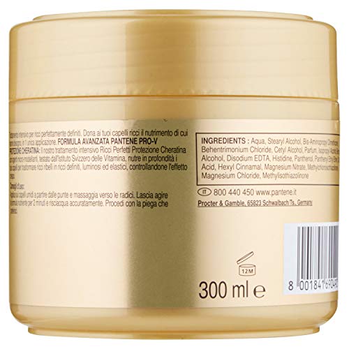 Pantene Pro-V - Máscara para el cabello, protección de queratina rizados perfectos, hasta 72 h de rizos definidos, 300 ml