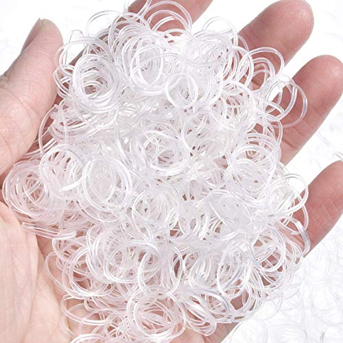 Paquete de Bandas de Cabello Elásticas de 2000 Piezas Bandas de Goma Trenzadas Suaves para Cabello de Niños, Peinado de Novia, Rastas Pequeñas y Más (Transparente)