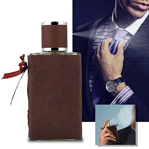 Parfum para hombre, fragancia francesa para hombres, fresca y elegante, exquisito embalaje de cuero, perfume de colonia de larga duración, regalo de cumpleaños para novio, padre 80 ml(Brown)