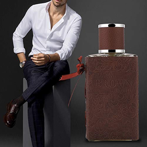 Parfum para hombre, fragancia francesa para hombres, fresca y elegante, exquisito embalaje de cuero, perfume de colonia de larga duración, regalo de cumpleaños para novio, padre 80 ml(Brown)