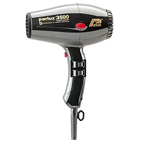 Parlux 3500 Super Compact Secador de pelo de cerámica con iones, 2000 W, Negro