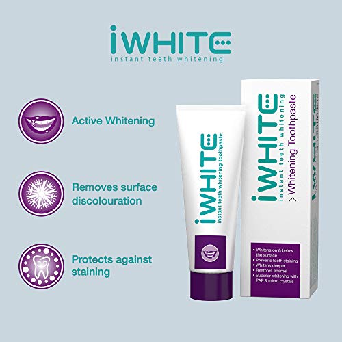 Pasta dental blanqueadora iWhite Instant - Blanqueamiento dental activo - Restauración del esmalte - Remineralización dental - Ingredientes probados clínicamente - Blanqueamiento físico