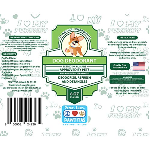 Pawtitas Colonia para Perros 3 en 1; Perfuma, Refresca y Desenreda dejando un Aroma a Limpio y Fresco de Larga duración sobre la Piel de su Mascotas | Perfume para Perros y Cachorros - 236ml