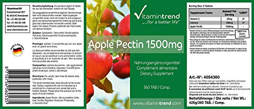 Pectina de Manzana 1500mg – Fibra natural – 300 Comprimidos – Beneficiosa para la flora intestinal y el sistema inmunológico