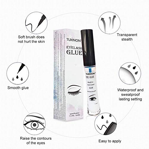 Pegamento Pestañas Postizas, Eyelash Extension Glue, Pegamento transparente para pestañas, Secado Rápido, Firme, larga duración, 7.5ml