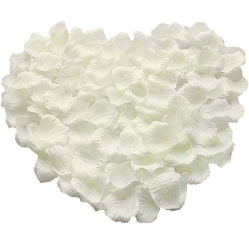 Pétalos de Rosa de Seda,1000 Pack Pétalos de Flores Decoración Romántica Artificiales para Boda Dispersión Mesa de Confeti del San Valentín 5 * 5cm Blanco