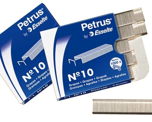 Petrus Grapas, 10 hojas, Largo 4 mm, 1000 grapas, Modelo 10, 55706