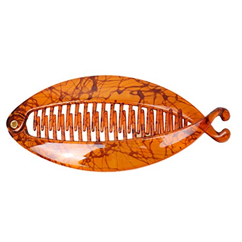 Phenovo Joyería Clips de Pelo Pinzas Peine Barrette de Cabello Forma Cola de Pescado Accesorios - Café Profunda