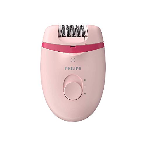 Philips BRP531/00 Satinelle Essential Compact - Depiladora con luz óptima para partes del cuerpo más grandes, mini depiladora para zonas sensibles y pinzas para correcciones finas