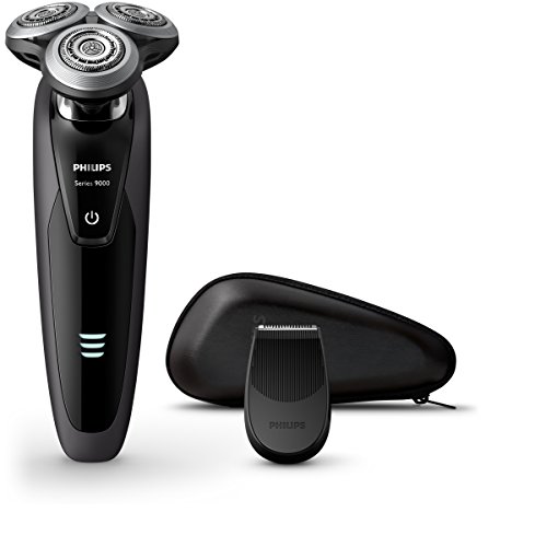 Philips Serie 9000 S9031/12 - Máquina de afeitar con cabezales de 8 direcciones, uso en seco/húmedo, 50 min de batería, incluye recortador de precisión y funda de viaje, negro