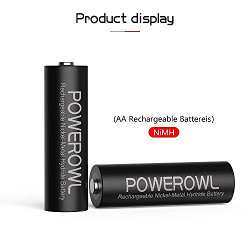 Pilas AA Recargable POWEROWL Alta Capacidad 2800mAh 1.2V Pilas Recargables AA NI-MH Diámetro 14.4mm Baja Autodescarga (Precarga 12 Piezas, Recargable Aproximadamente 1200 Veces)