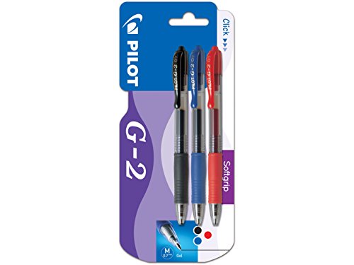 Pilot G2 - Bolígrafo roller retractable (tinta de gel, 3 unidades), colores variados