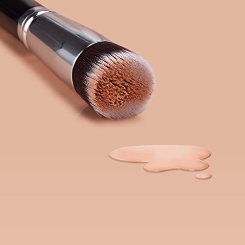 Pincel de maquillaje EIGSHOW con punta plana – Kabuki para polvo mineral, imprimación líquida, aplicación de base, corrector, blando, cepillo suave para la cara