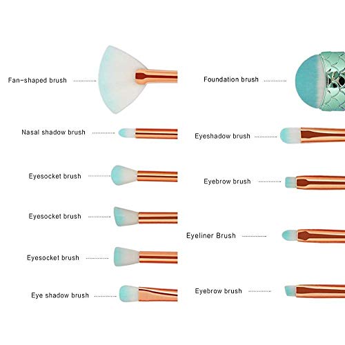 Pinceles de Maquillaje de Unicornio, Set de 11 Pinceles de Maquillaje Profesional + 30 Piezas Cojín de algodón, maquillaje cepillo kit cepillo Eyebrow Eyeliner Blush Cosmetic (Multicolor)