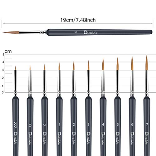 Pinceles para Pintura, Dioxide 10 Piezas Pinceles Acrilico Finos Juego de Pinceles para Pintar al Óleo con Paleta de Pintura Mezcla y Estuche de Plástico Transparente