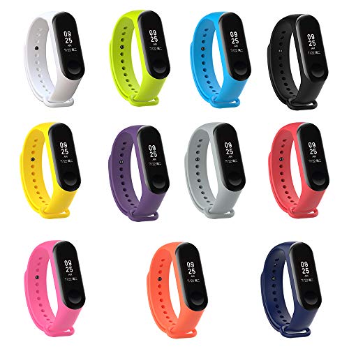 PINHEN Pulsera para Xiaomi Mi Band 4 / Mi Band 3 - Coloridos Impermeable Reemplazo Correas Reloj Silicona Correa para Xiaomi Mi Band 3 and Mi Band 4 (11pcs Set)