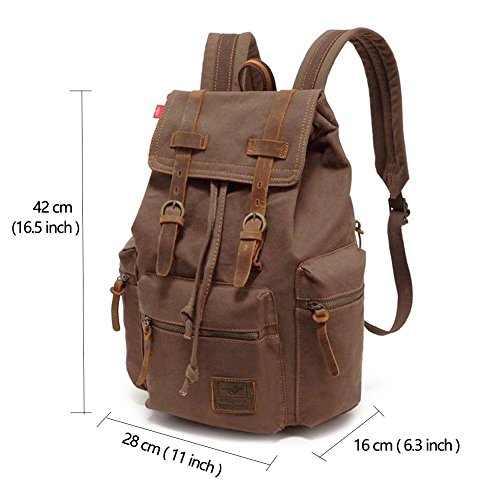 P.KU.VDSL Canvas Rucksack 15L Mochila Tipo Casual, 42 cm, 15 Liters, Marrón (Kaffee)