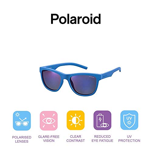 Polaroid PLD 8018/S JY ZDI Gafas de sol, Azul (Bluette/Greyblmirror Pz), 47 Unisex Niños