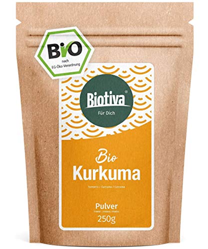 Polvo de cúrcuma orgánica 250 g - raíz molida de cúrcuma de alta calidad - curcumina - bolsa con cierre hermético - llenado en Alemania (DE-ÖKO-005)