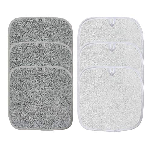 Polyte - Toalla facial desmaquillante de microfibra superabsorbente - Hipoalergénica, sin elementos químicos - Gris/blanco - 20 x 20 cm - Pack de 6