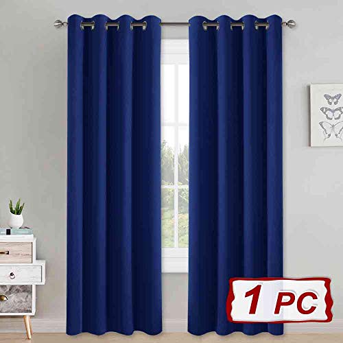 PONY DANCE Cortinas Largas Opacas Azules -Térmicas Aislantes Frío Calor Ruido Luz Rayos para Salón, Dormitorios, Cocina, baños, 1 Unidad, 140 x 240 cm, Azul