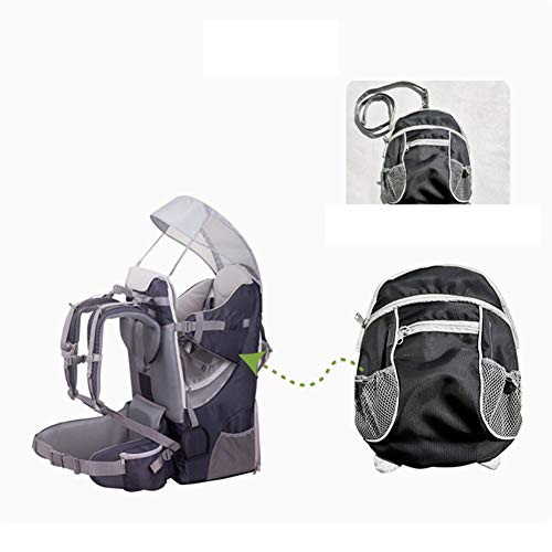 Portadora De Nuevo Bebé Mochila con Bloqueador Solar, El Cinturón Mochila Y Almacenaje De Los Niños Compartimentos Kraxe para IR De Excursión con El Bebé Y Niño De hasta 18 Kg,Gris