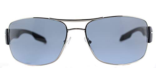 Prada Sport - Gafas de sol Rectangulares para hombre, color plateado, talla 65 mm