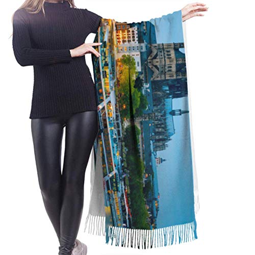 Preciosa y romántica catedral de Colonia para mujer Bufanda de cachemir Bufanda con flecos Bufanda ligera de cachemira 77"x27 / 196x68 cm Pashmina suave grande extra cálido