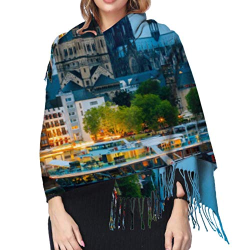 Preciosa y romántica catedral de Colonia para mujer Bufanda de cachemir Bufanda con flecos Bufanda ligera de cachemira 77"x27 / 196x68 cm Pashmina suave grande extra cálido