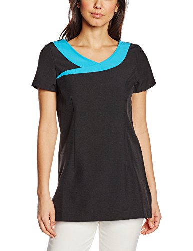 Premier Workwear Ivy Beauty & SPA Tunic Camiseta sin Mangas, Black (Black/Turquoise), 50 para Mujer