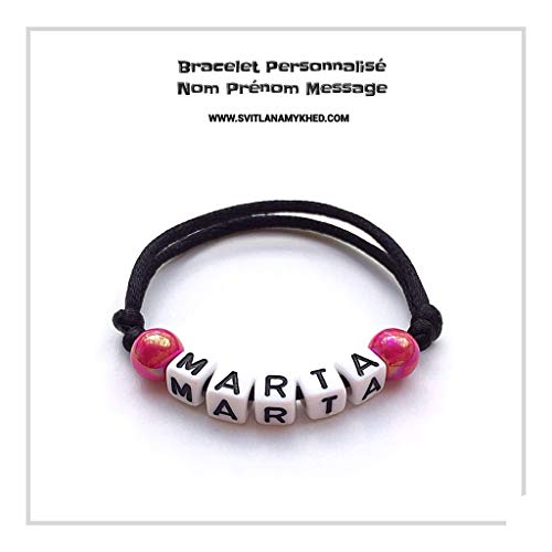 Pulsera MARTA con letra del alfabeto; Joyas con nombre, mensaje, logo, inicial para hombre. (reversible, personalizable) para adultos y niños