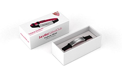 Pulsera Sevilla Fútbol Club Fashion Negra Ajustable para Hombre, Mujer y Niño | Pulsera Sevillista de silicona y acero inoxidable | Apoya al Sevilla con un producto oficial | SFC