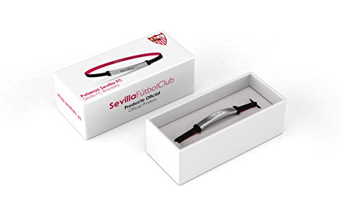 Pulsera Sevilla Fútbol Club Fashion Negra Junior para Mujer y Niño | Pulsera Sevillista de silicona y acero inoxidable | Apoya al Sevilla con un producto oficial | SFC