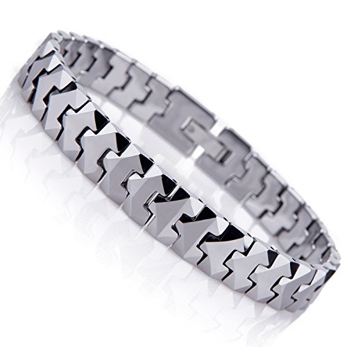 Pulsera única para hombre de tungsteno con estilo de piezas de puzle (plata, 10 mm)