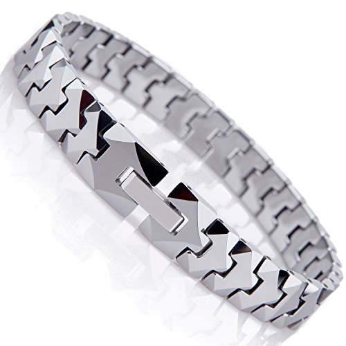 Pulsera única para hombre de tungsteno con estilo de piezas de puzle (plata, 10 mm)