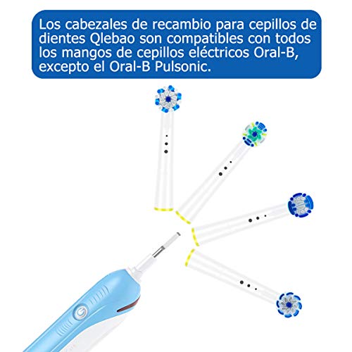 QLEBAO16 Recambios Cepillos Electricos para Braun Oral B, 4 Sensitive clean, 4 Precision Clean, 4 Flossclean, 4 Crossclean, Cabezales de Cepillo de Dientes (Blanco)