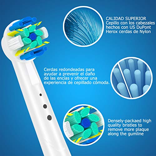 QLEBAO16 Recambios Cepillos Electricos para Braun Oral B, 4 Sensitive clean, 4 Precision Clean, 4 Flossclean, 4 Crossclean, Cabezales de Cepillo de Dientes (Blanco)