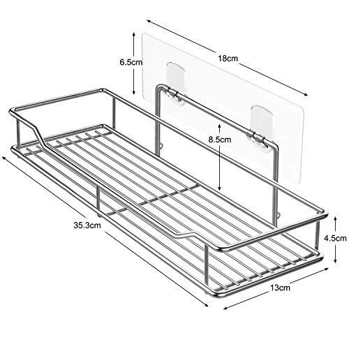 QMQ Étagère Salle de Bain Sans Percer, Étagère Douche Murale, Panier Salle de Bain Acier Inoxydable Serviteur de Douche Adhésif Rangement Accessoire Cuisine- Paquet de 2