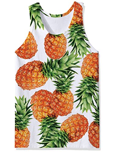 RAISEVERN Verano Piña Camisetas Graphic Cool Tees Sin Mangas 3D Tank Top Estampado para Niño Hombres Grandes