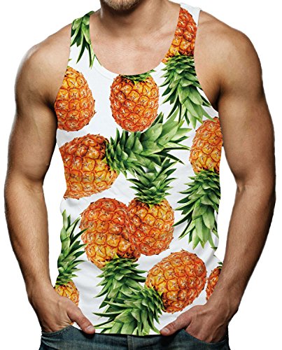 RAISEVERN Verano Piña Camisetas Graphic Cool Tees Sin Mangas 3D Tank Top Estampado para Niño Hombres Grandes