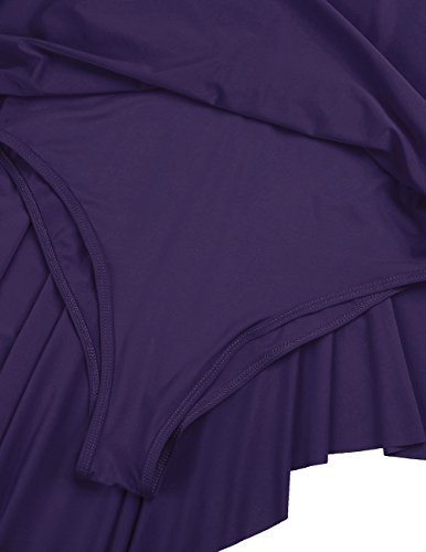 ranrann Vestido de Danza Ballet para Mujer Asimétrico Vestido de Baile Lírico Latino Traje de Tango Rumba Oriental Leotardo Body de Gimnasia Dancewear Morado M