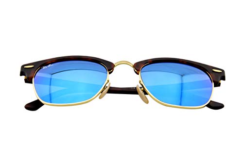 Ray-Ban Clubmaster - Gafas de sol para hombre, Marrón (Marco: Havana, Vidrio: Azul Flash 114517), 51 milímetros