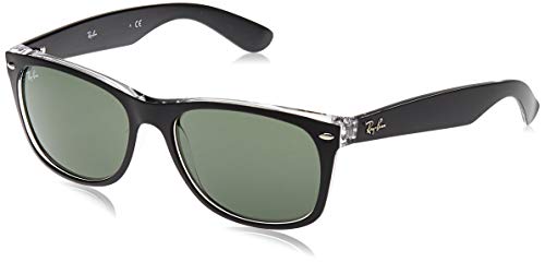 Ray Ban New Wayfarer, Gafas de Sol Para Hombre, Negro y transparente, Large (talla Del Fabricante: Large)