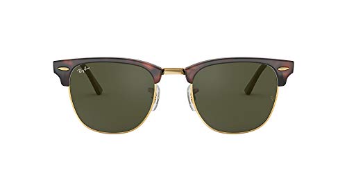 Ray-Ban RayBan Clubmaster Gafas de sol, Marrón (Tortoise Frame With Gold Rim and Green G/15 Lenses), 55.0 Unisex Adulto