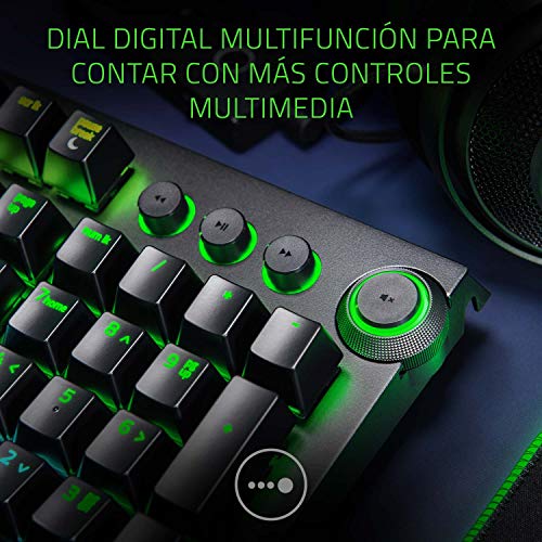 Razer Blackwidow Elite - Teclado Gaming,Teclado Mecánico Para Juegos Completo, Dial Digital Multifunción, Reposamuñecas Ergonómico, Teclas Controlables, Memoria Híbrida Integrada, ES Layout, Negro