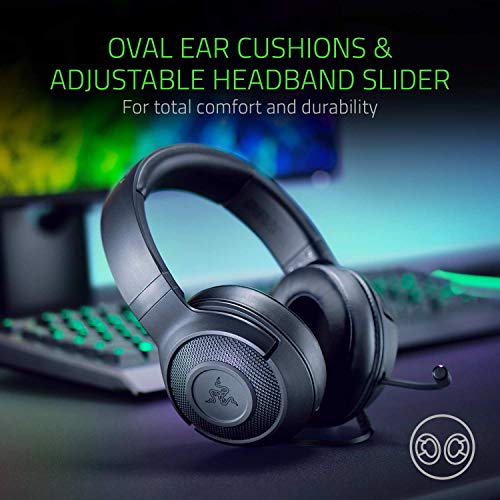 Razer Kraken x 7.1 Auriculares Gaming con Sonido Envolvente con Compatibilidad Multiplataforma, Ergónomico y ligero; 250 g peso, Negro