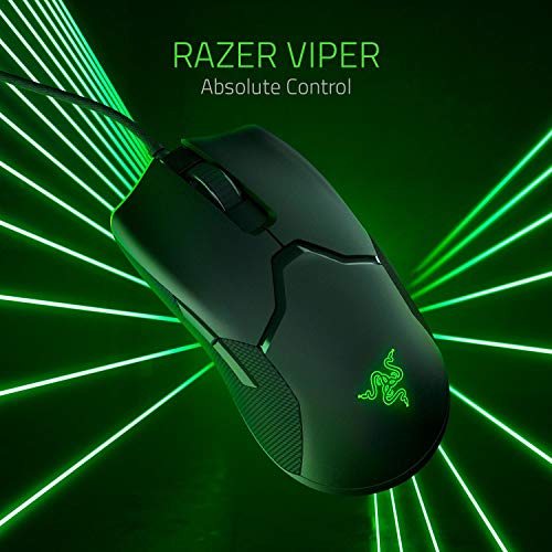 Razer Viper Ratón Gaming ligero Ambidiestro Cableado con Sensor Óptico ,16.000 Dpi , Interruptores Rápidos , Para Juegos con Iluminación de Chroma, LED Óptico/Cable/USB, Negro